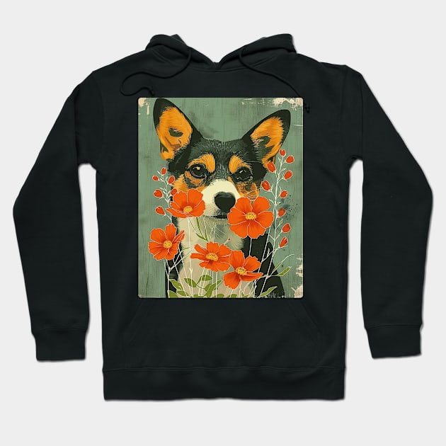 Welsh Corgi  dog Flowers Photo Art Design For Dog Onwer Hoodie by karishmamakeia